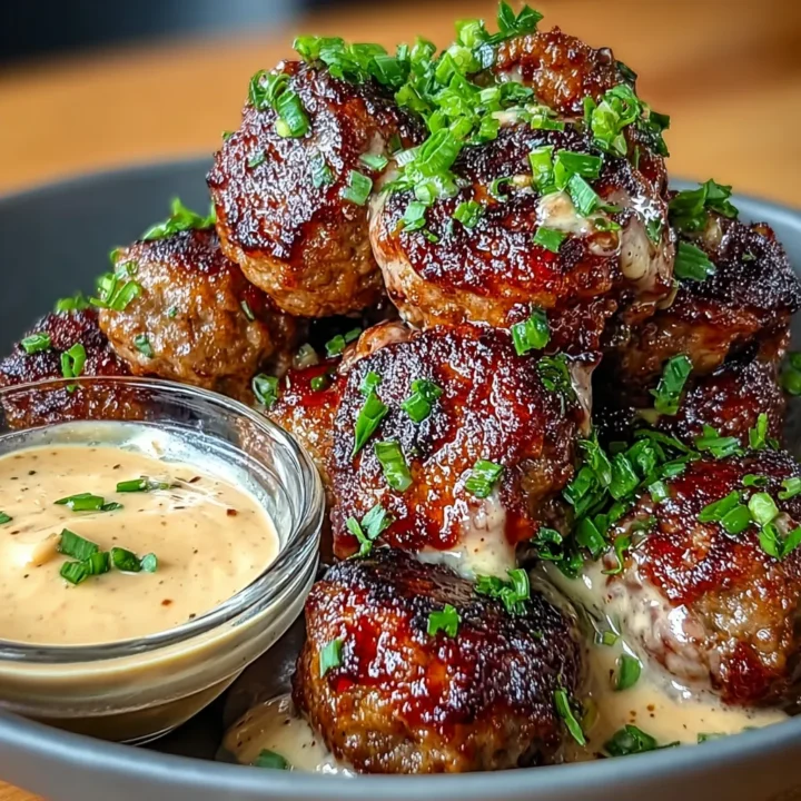 Tender Korean BBQ Meatballs with Spicy Mayo Dip