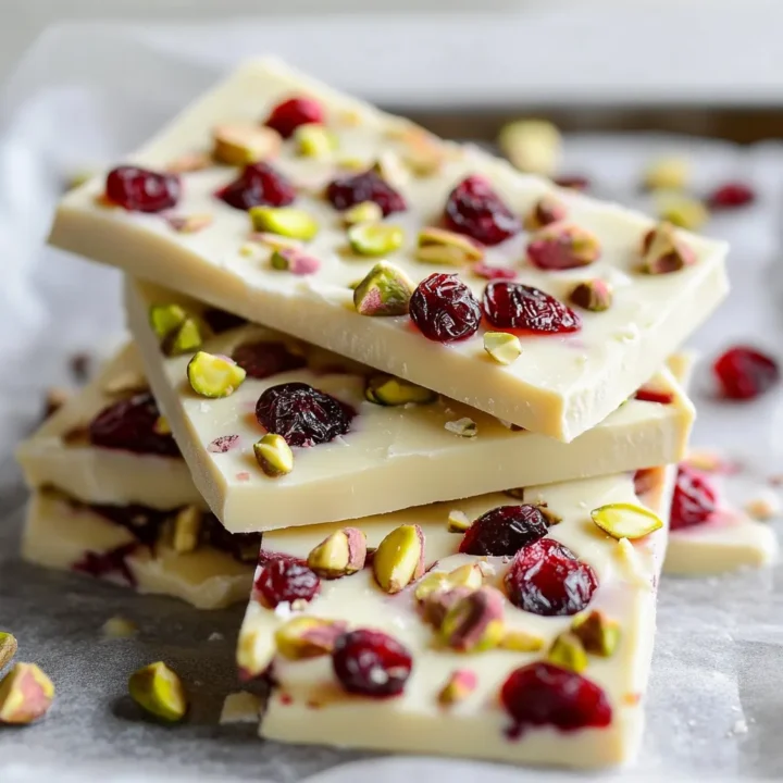 Cranberry Pistachio White Chocolate Bark