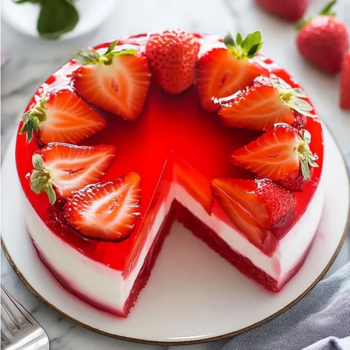 Sweet Strawberry Jello Cake Dessert
