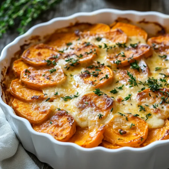 Garlic Scalloped Sweet Potatoes Recipe