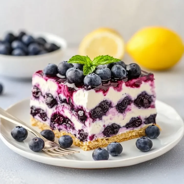No-Bake Lemon Blueberry Icebox Cake Delight