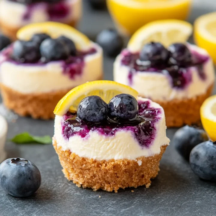 Lemon Blueberry Mini Cheesecakes