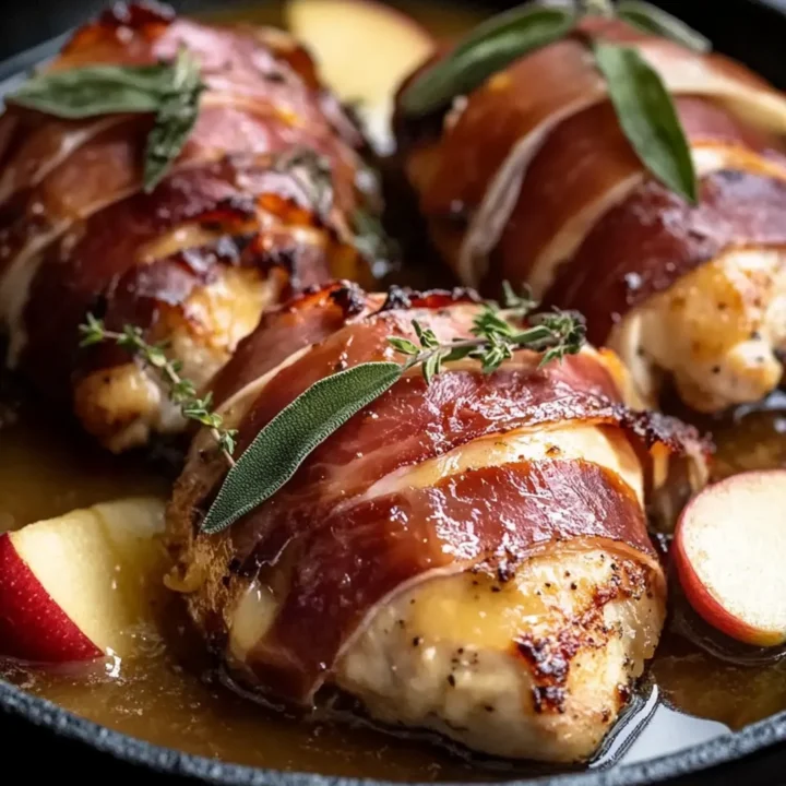 Prosciutto-Wrapped Chicken with Apple Sage Butter & Cider Sauce