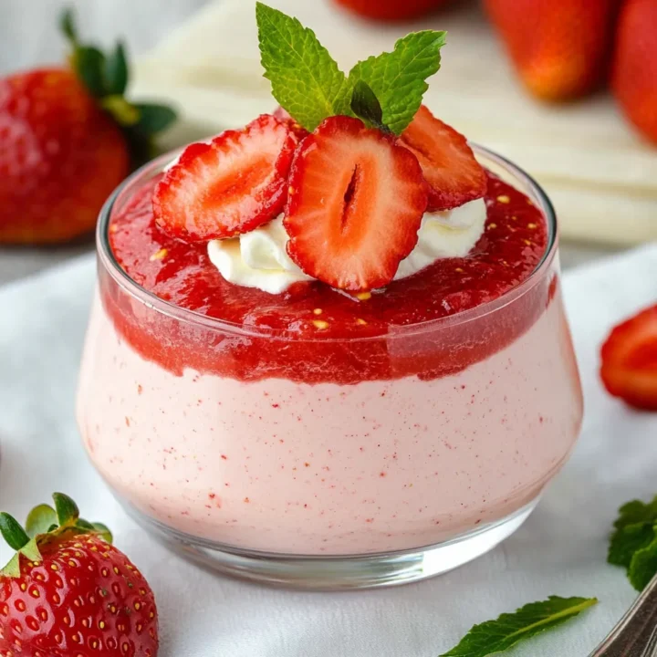 Strawberry Mousse with Strawberry Sauce