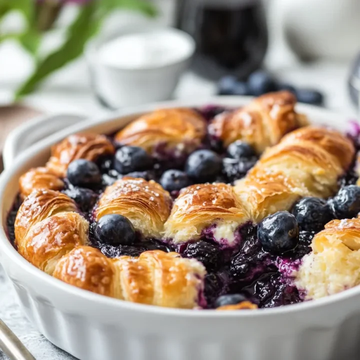 Blueberry Cream Cheese Croissant Casserole