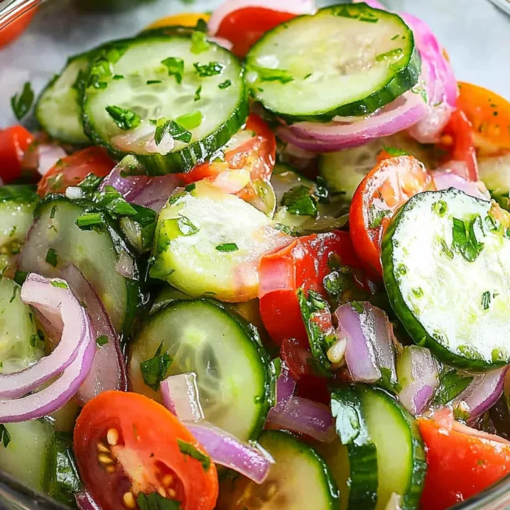 Marinated Cucumbers, Onions, and Tomatoes Salad