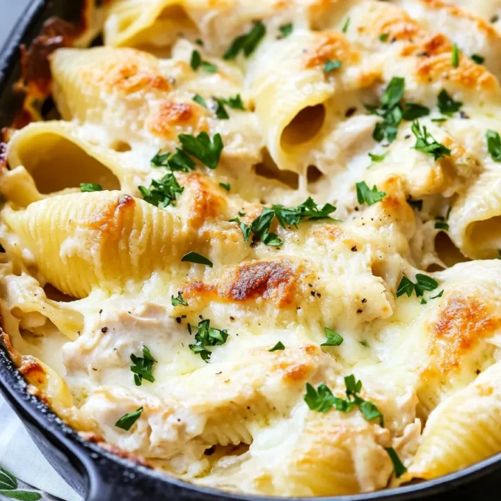 Garlic Butter Chicken Alfredo Shells