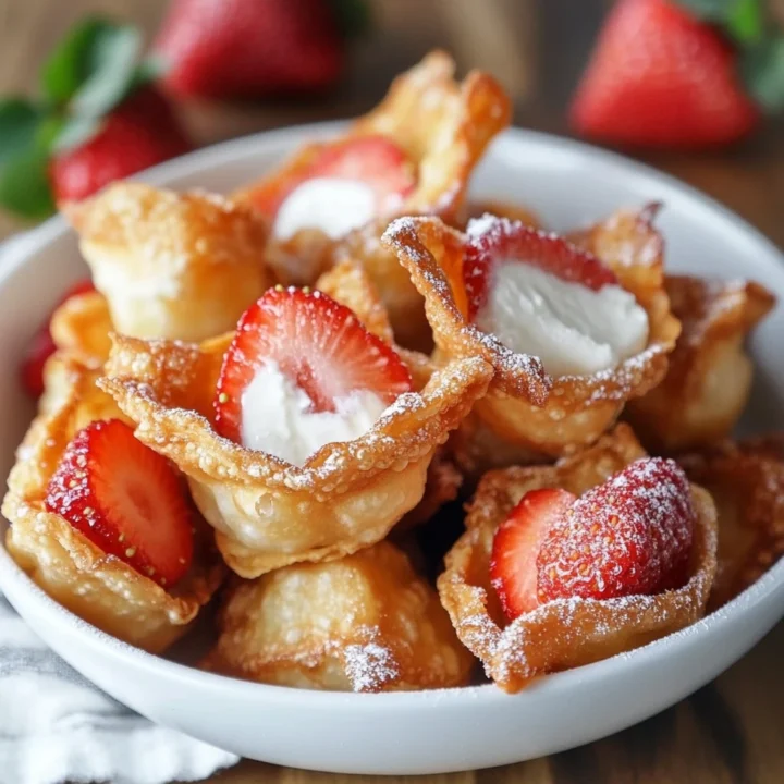 Crispy Fried Strawberry Cheesecake Wontons
