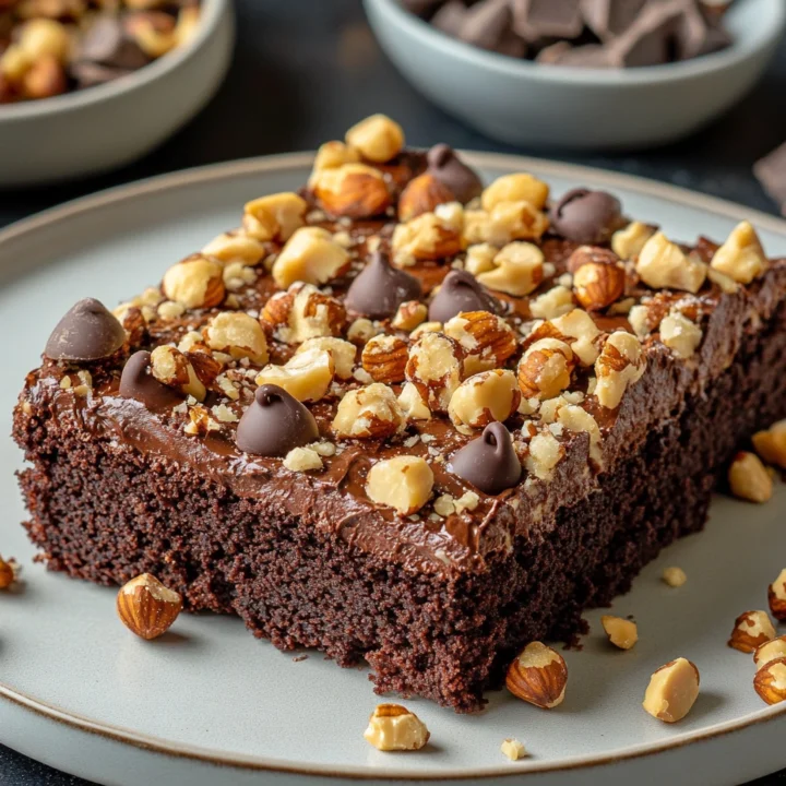 Chocolate Hazelnut Crunch Sheet Cake