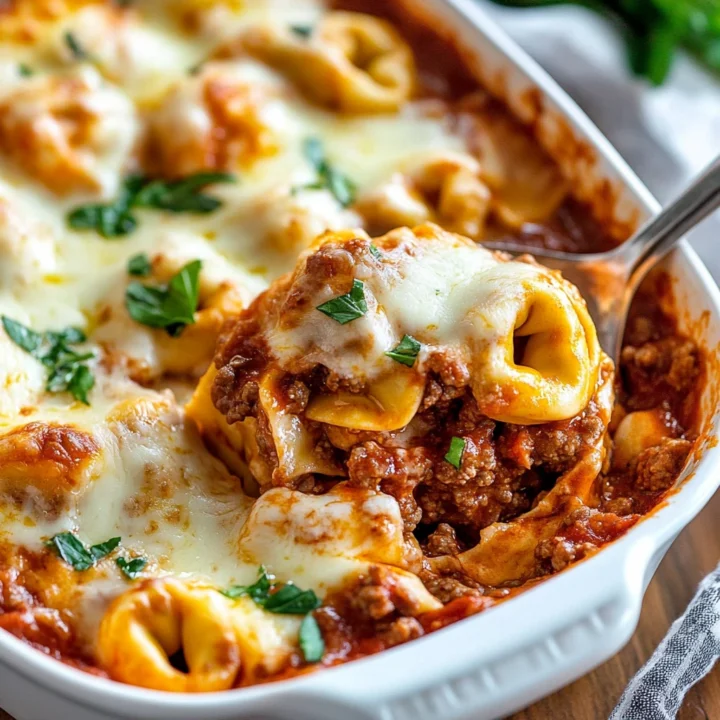 Cheesy Baked Beef Tortellini Casserole