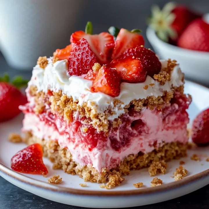 Strawberry Crunch Poke Cake