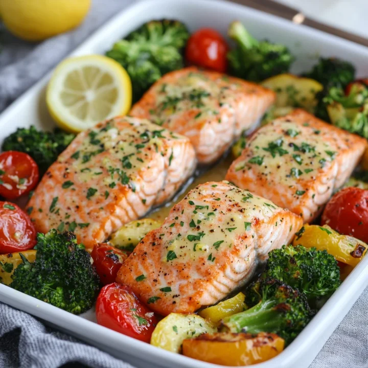 Lemon Butter Salmon with Roasted Veggies