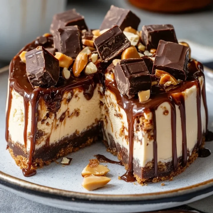 No-Bake Snickers Cheesecake Dessert Recipe