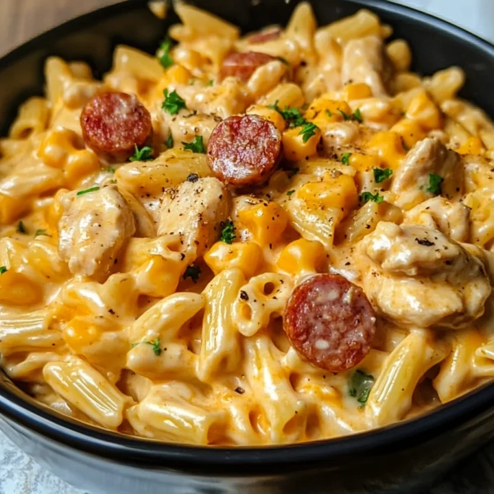 Crockpot Cheddar Ranch Chicken Sausage Pasta