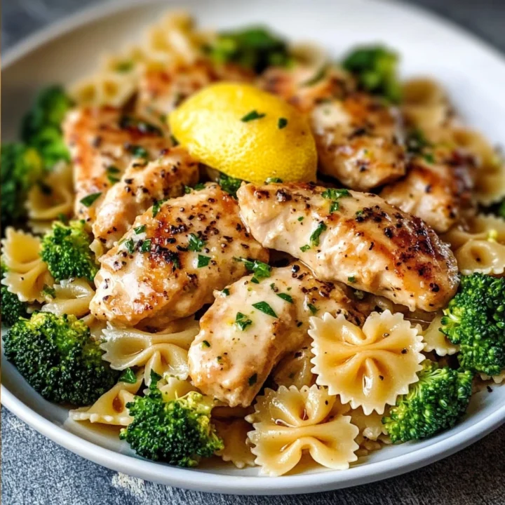 Cowboy Butter Lemon Bowtie Chicken with Broccoli
