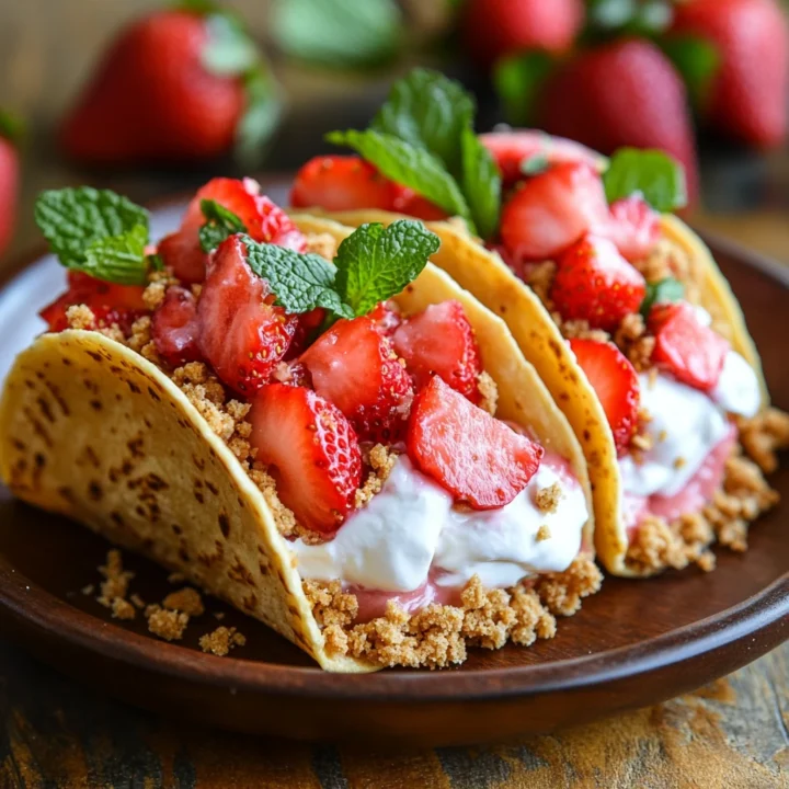 Strawberry Crunch Cheesecake Dessert Tacos