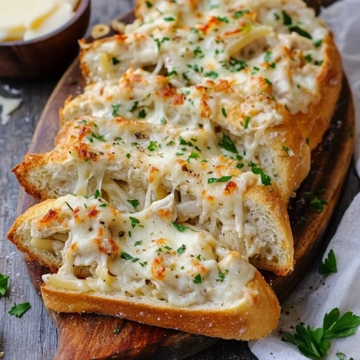 Viral Chicken Alfredo Garlic Bread