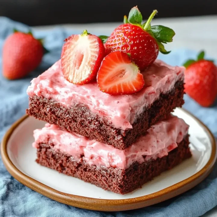 Strawberry Brownies With Creamy Frosting