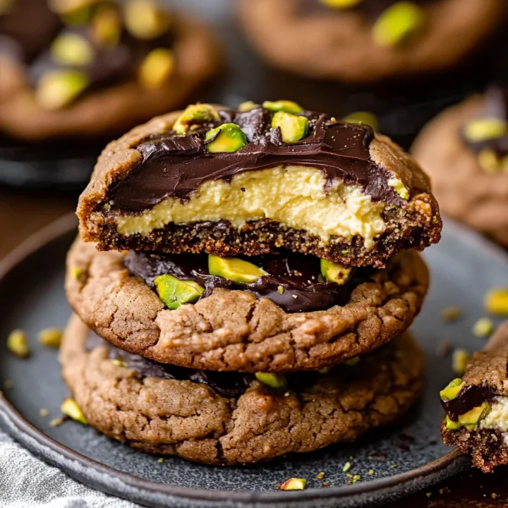 Chocolate Pistachio Cream Stuffed Cookies