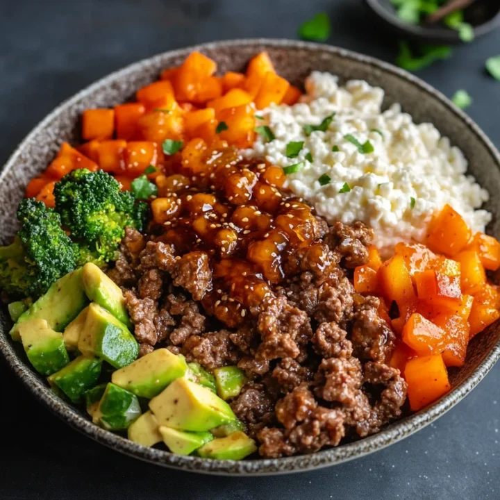 Hot Honey Beef Cottage Cheese Bowl