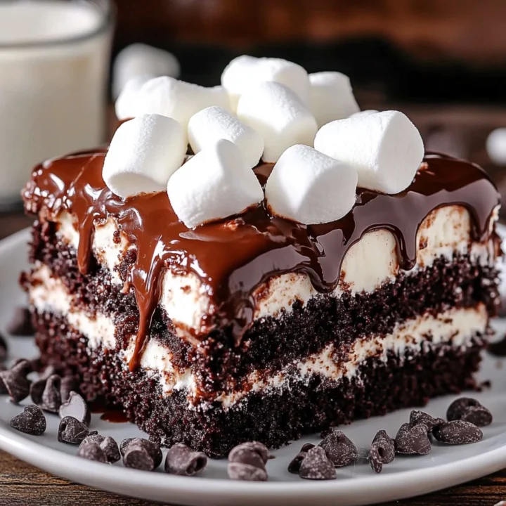 Marshmallow Chocolate Poke Cake