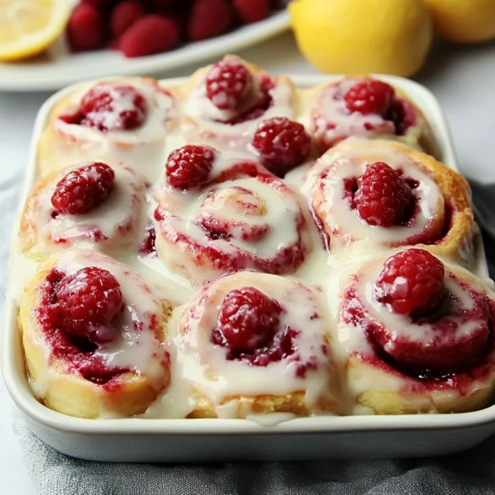 Raspberry Cinnamon Rolls with Lemon Glaze