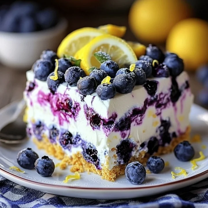 No-Bake Lemon Blueberry Cream Cake