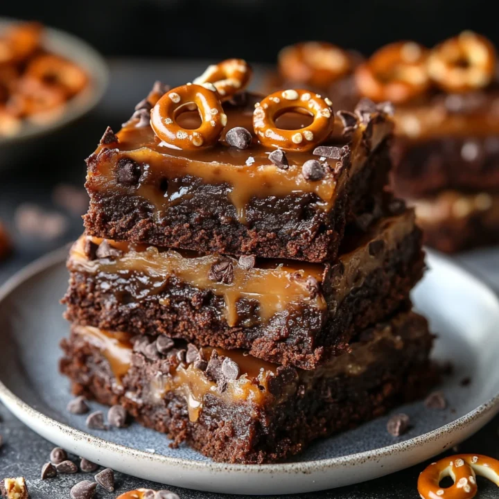 Salted Caramel Pretzel Fudge Brownie Bars
