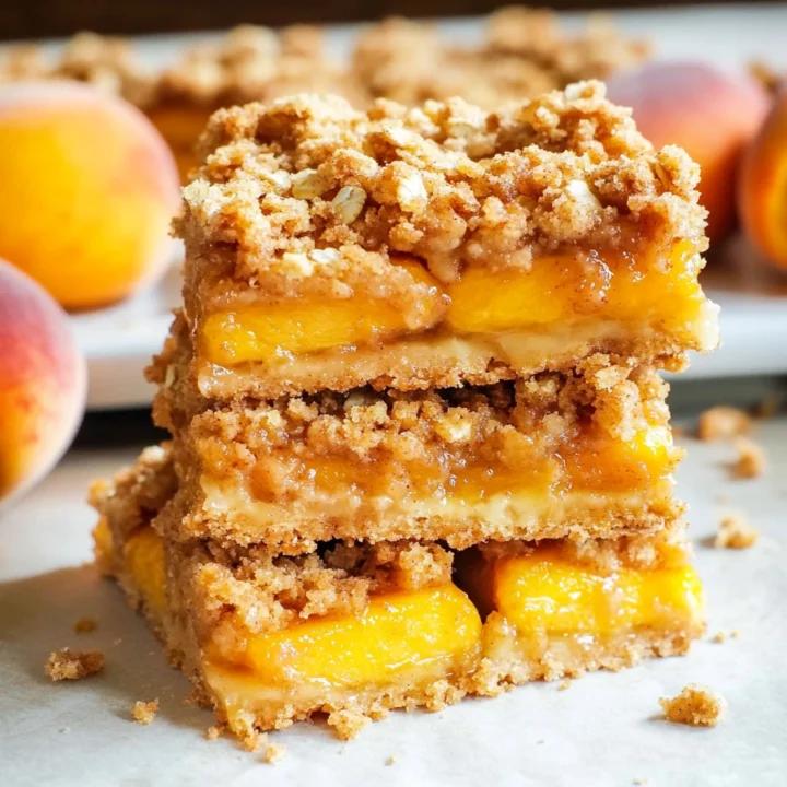 Cinnamon Peach Crumble Dessert Bars