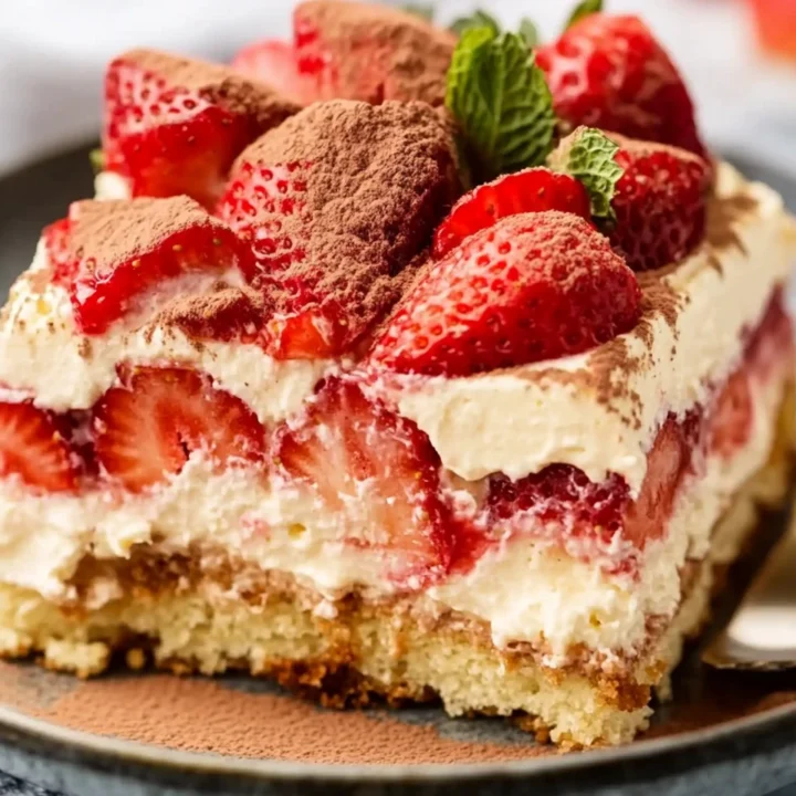 No-Bake Strawberry Tiramisu Layered Dessert