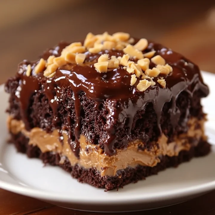 Ultimate Chocolate Peanut Butter Poke Cake