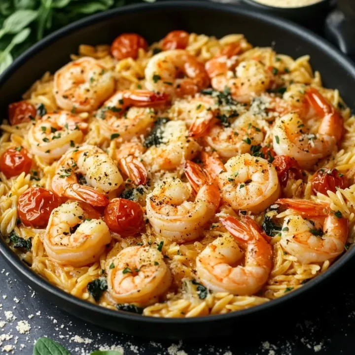 Parmesan Orzo Shrimp One Pan