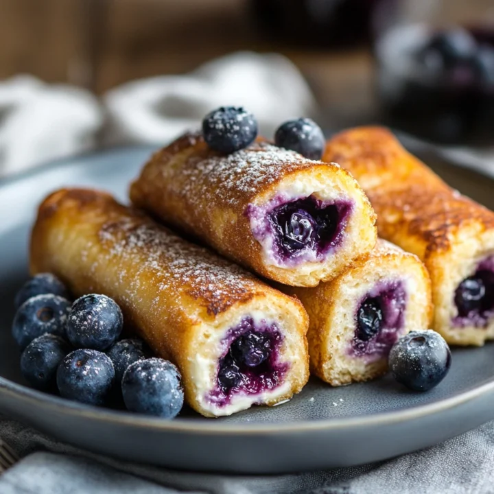Blueberry Cream Cheese Stuffed French Toast Roll-Ups