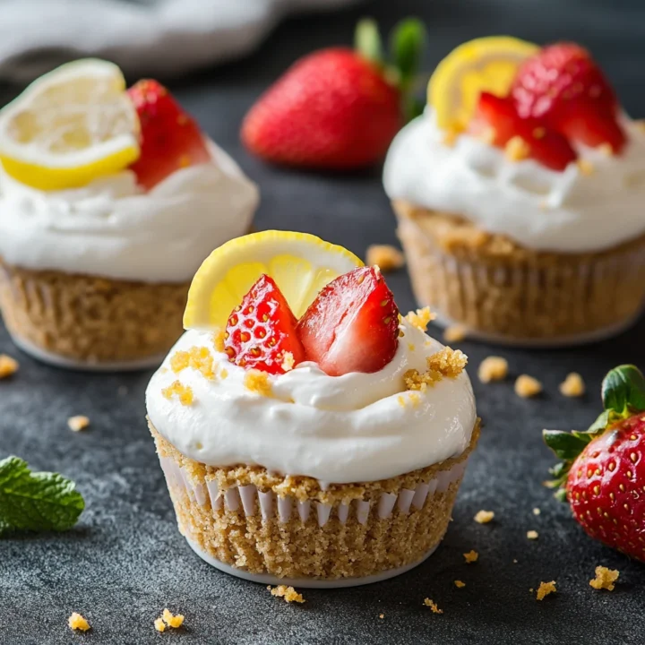 No-Bake Strawberry Lemon Cheesecake Protein Cups