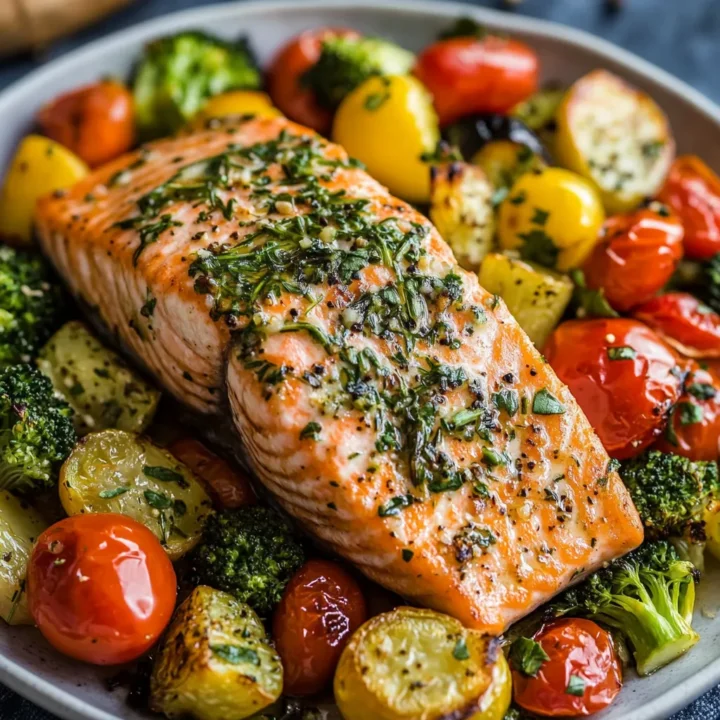 Garlic Herb Salmon with Roasted Vegetables