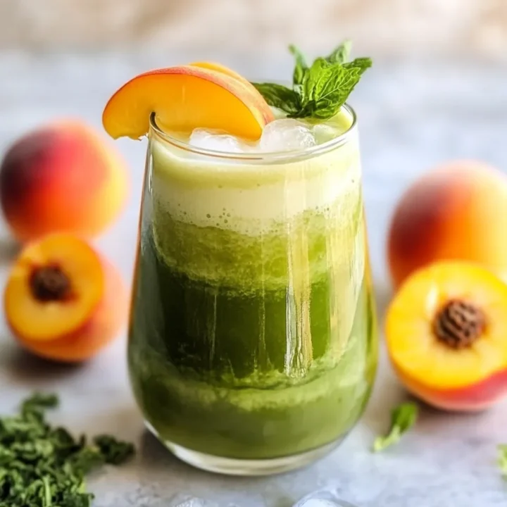 Iced Peach Lemonade Matcha Latte Drink