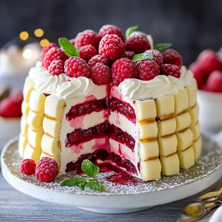 White Chocolate Raspberry Charlotte Dessert