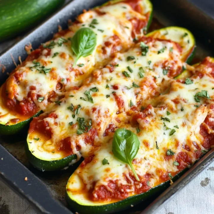 Low Carb Chicken Parmesan Zucchini Boats