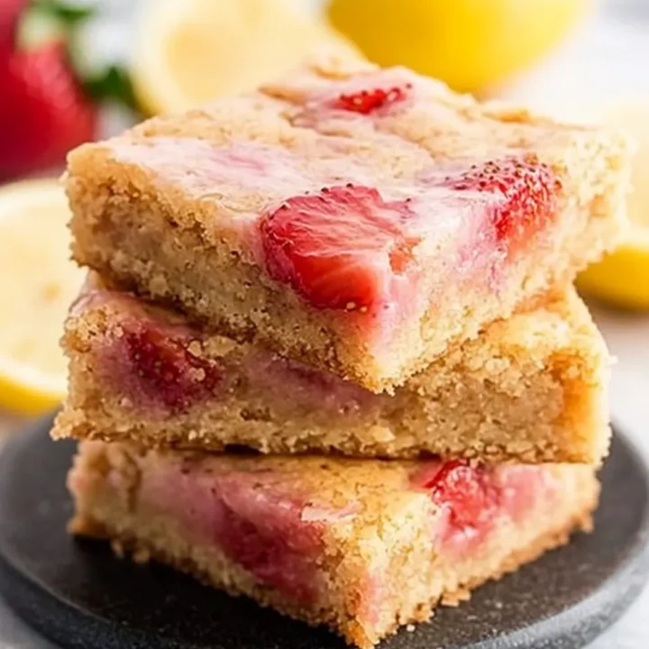 Strawberry Lemon Blondies Dessert Recipe