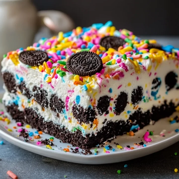 No Bake Funfetti Oreo Icebox Cake