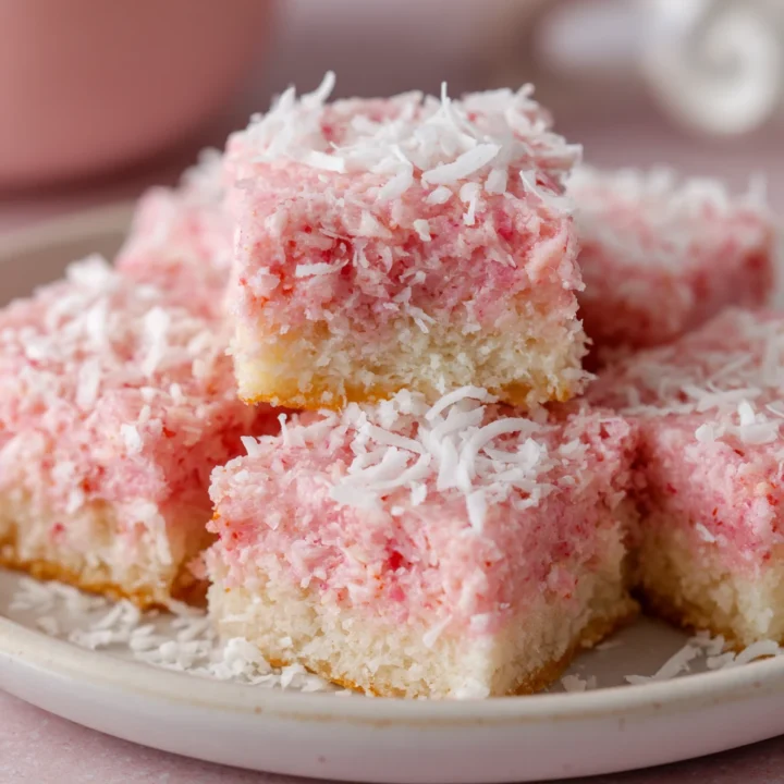 Pink Coconut Snowball Cake Bars
