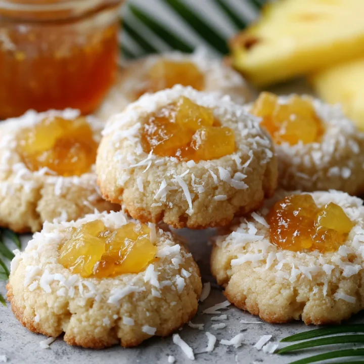 Hawaiian Pineapple Coconut Thumbprint Cookies