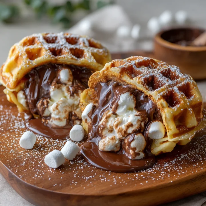 Marshmallow Chocolate Lava Waffle Bombs
