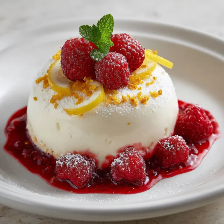 Lemon Raspberry Cheesecake Dome Dessert