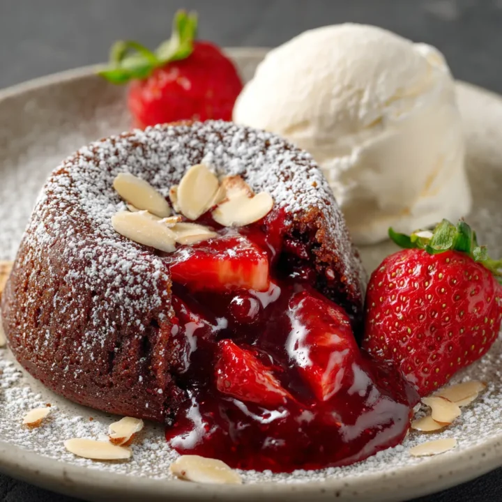 Strawberry Almond Lava Cake Dessert