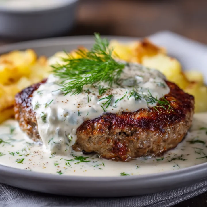 Hamburger Steaks With Creamy Dill Sauce