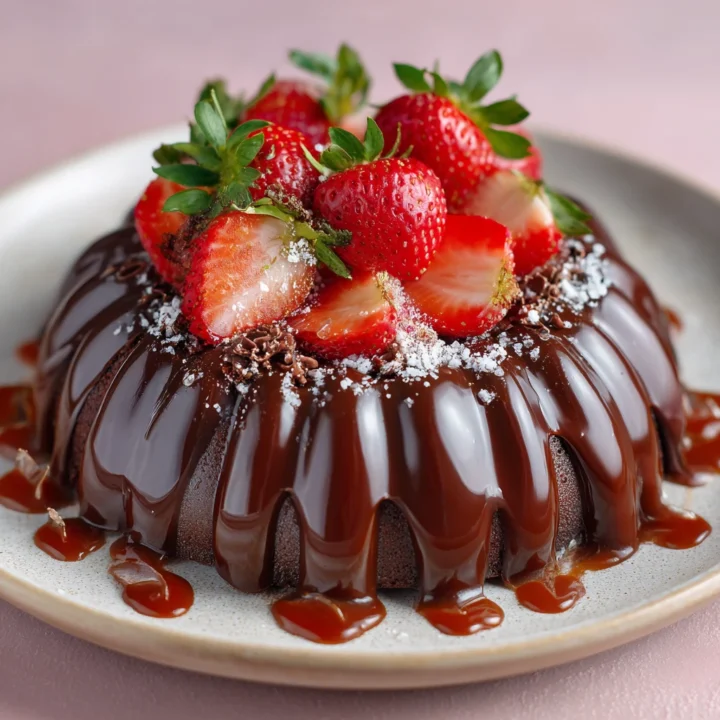 Decadent Strawberry Chocolate Shell Cake