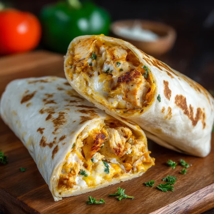 Cozy Cheesy Garlic Chicken Wraps