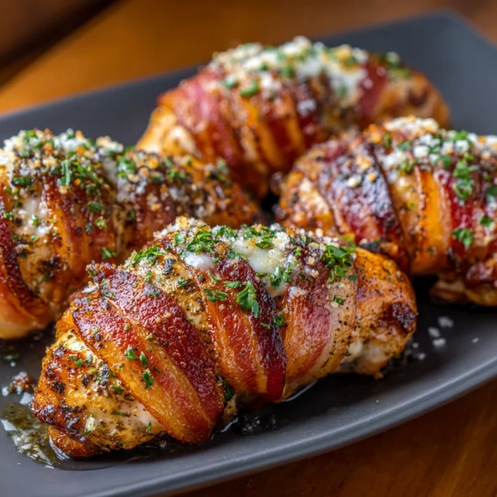 Bacon Wrapped Parmesan Garlic Chicken