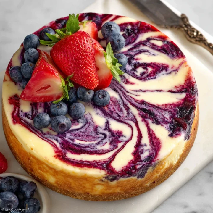 Fresh Berry Blueberry Swirl Cheesecake